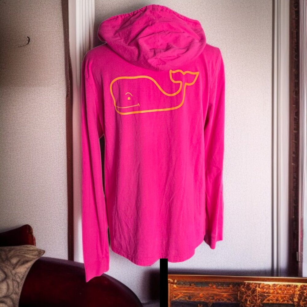 VINEYARD VINES (MED) Pink Long Sleeve Hooded Cotton Top - Picture 6 of 8